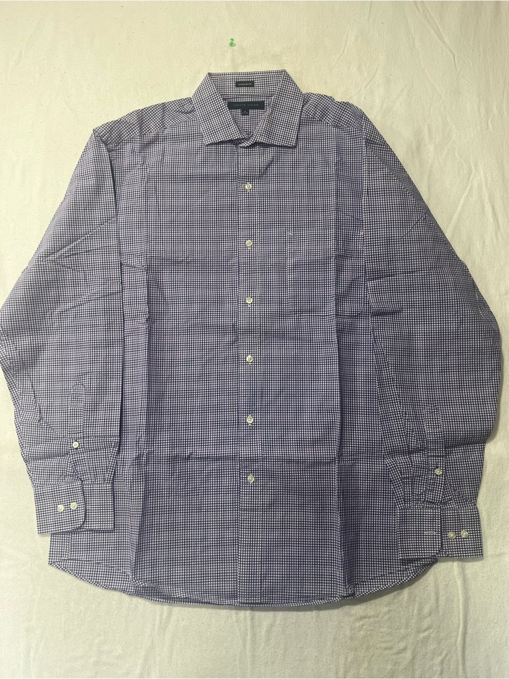 Tommy Hilfiger Men’s Purple and White Gingham Dress Shirt